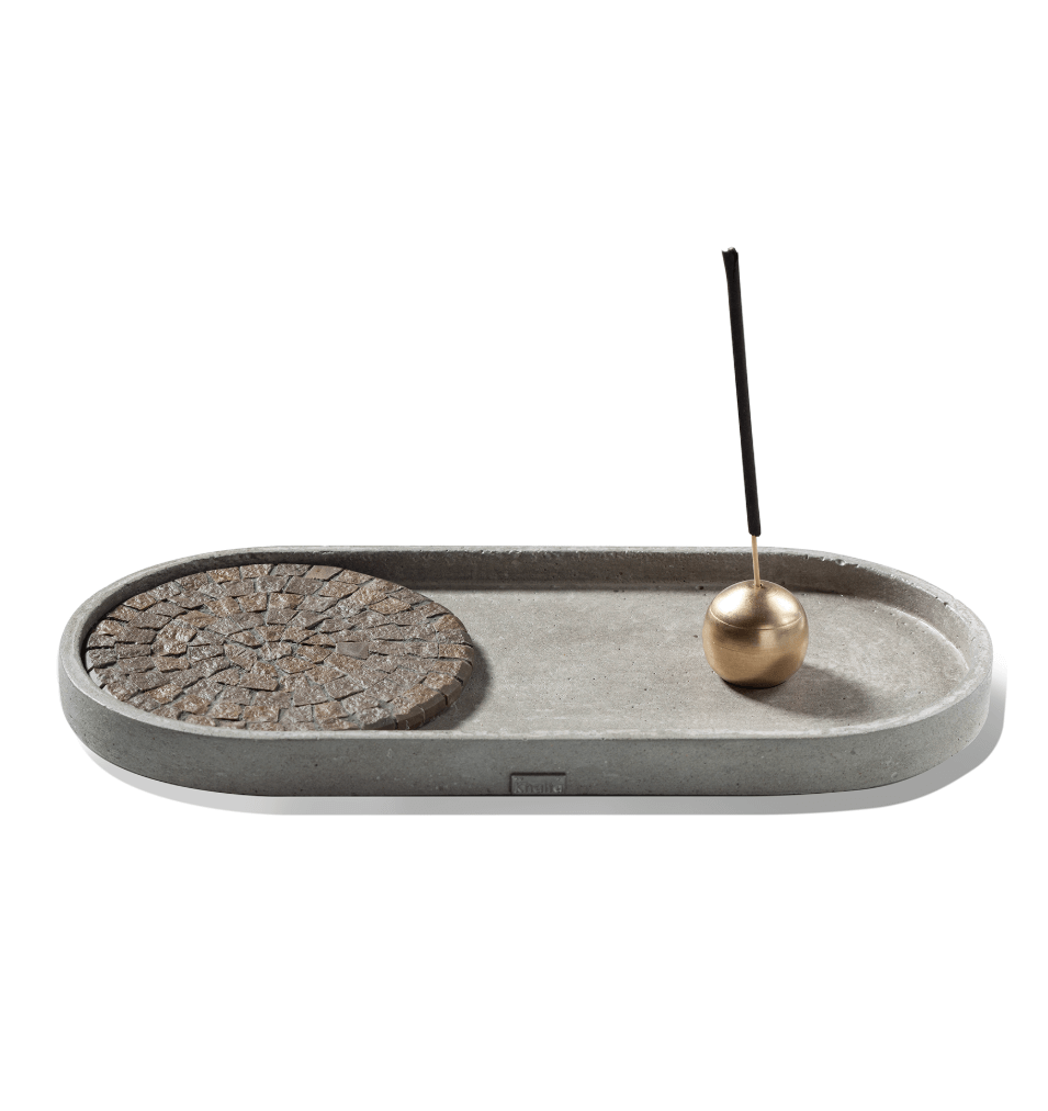 Concrete Tray and Incense Holder Set